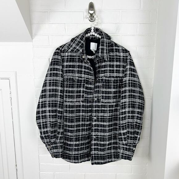 H&M Plaid Woven Knit Oversized Shacket Coat Jacket Size XS - Picture 3 of 15